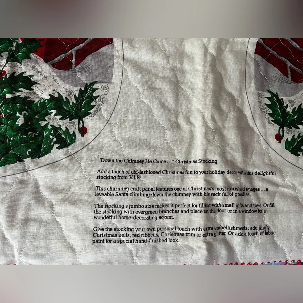 Vintage Cranston Giant uncut Prequilted Stocking Christmas Santa Pillow Holiday